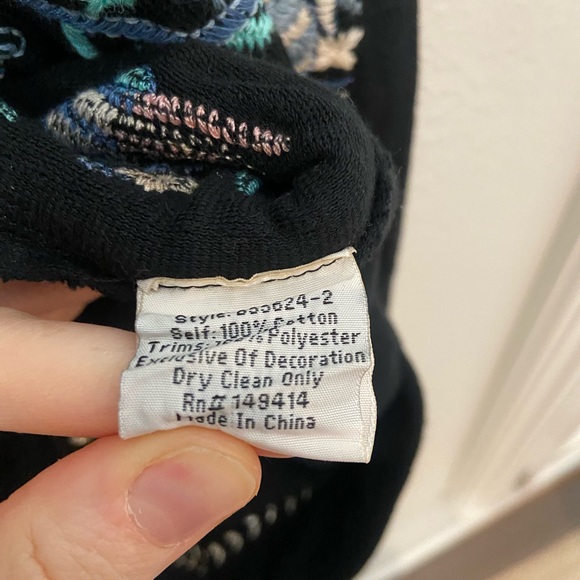 Johnny Was Violetta Embroidered Bird Kimono Cardigan Jacket Black Sz S - Picture 10 of 10